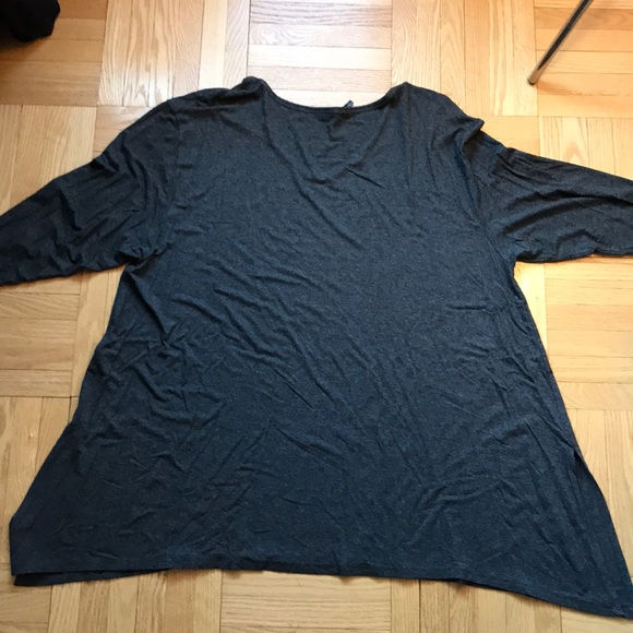 B JJ grey V neck asymmetrical tunic 3/4 sleeves - Picture 6 of 7